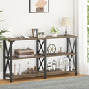 LVB Rustic Console Table, Wood Metal Entryway Table Behind Couch, Industrial Sofa Table with 3 Tier Storage Shelf, Modern Wooden Foyer Hallway Table for Entry Living Room Bedroom, Rustic Oak, 47 Inch by CozyNest Decor