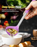 Silicone Pasta Fork and Ladle Spoon Set, Large Non Stick Kitchen Utensils for Cooking,Stirring,Serving Spaghetti, Soup, Sauce (PURPLE) by CozyNest Decor