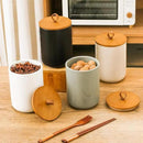 Large Ceramic Storage Jars, Modern Elegant Highly Polished Airtight Gorgeous Storage Canisters with Wooden Lid Food Storage Jar for Kitchen Spice Tea Vanilla Sugar Coffee Beans (Black) by CozyNest Decor