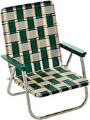 Lawn Chair USA Folding Aluminum Outdoor Patio Lawn Chair | Heavy-Duty Webbed Chairs for Camping Sports Beach Yard & Tailgating | Lightweight Portable | High Back Beach Chair-Charleston w/Green Arms by GreenHaven Gardens