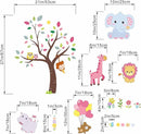 Pink Animals Baby Wall Stickers - Forest Lion Elephant Monkey Hippo Wall Decals - Girls Baby Nursery Kids Room Wall Decor by TinyTreasures Baby Boutique