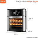 Air Fryer Oven 1800W, 12.7QT Capacity, Touchscreen Panel, Automatic Shut-Off – Black & Stainless Steel – Mondial by CozyNest Decor