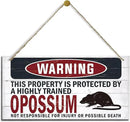 Warning Sign, Opossum Warning Wood Plaque Sign, Funny Door Signs, Decorative Wood Hanging Suspension Plaque, Farmhouse Wooden Wall Decor, Outdoor Hanging Wooden Signs by CozyNest Decor