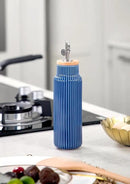 Nucookery Ceramic Olive Oil Dispenser Bottle for Kitchen, 14 oz Opaque Vinegar Dispenser Bottle, Large Capacity Cooking Oil Container for Storage Vinegar, Soy Sauce, Coffee Syrup, Blue by CozyNest Decor