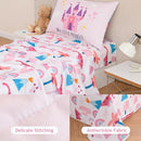 PERFEMET 4 Pieces Girls Toddler Bedding Set Pink Castle Fairy Tales Toddler Comforter Set Reversible Colorful Rainbow Princess Printed Toddler Bed Set with Sheets(Pink, Castle) by TinyTreasures Baby Boutique