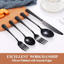 Lazycorner 20 Pcs Black Silverware Set for 4, Mirror Polished Flatware Set Stainless Steel Fork Knife Spoon, Food Grade Eating Utensils Sets, Reusable Silverwear Cutlery Set, Dishwasher Safe by CozyNest Decor