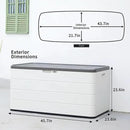100 Gallon Plus Resin Deck Box, Waterproof Outdoor Storage Bin for Patio Furniture, Pool Accessories, and Garden Tools, Lockable & UV-Resistant, White