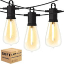 Outdoor String Lights 50 ft, LED Patio Lights with 27 (25+2 Spare ST38 Shatterproof Bulbs), IP 65 Waterproof, Outside Hanging Light for Cafe Bistro Backyard by CozyNest Decor