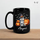 Personalized Name British Shorthair Coffee Mug Gift for Cat Lover, British Shorthair Wearing Witch Hat Black Cup, Custom Cat Pumpkins Halloween Ceramic Cup 11oz 15oz, Pet Owner Halloween Mug by TinyTreasures Baby Boutique