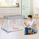 BABY JOY 2 in 1 Travel Crib with Side Zipper, Portable Baby Playard with Soft Washable Mattress, Installation-Free Home Playard with Carry Bag for Airplane, Lightweight Playpen for Infants &Toddlers by TinyTreasures Baby Boutique