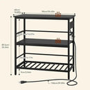 IBUYKE Kitchen Island with Storage, Bakers Rack with Power Outlet,Microwave Stand with Large Worktop,Rolling Bar Cart for Home, Outdoor, Kitchen,Black TMJ029B by CozyNest Decor