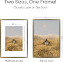 Homeforia A3 Picture Frame Bronze, High End Metal 11.7 x 16.5 inch Brass Poster Frames with Mat 8.3 by 11.7 Print, A3 Size Frames Matted to A4 Photo, 11.7by16.5 Hanging Frame, Tempered Glass, Set of 1 by CozyNest Decor