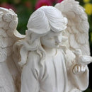 Angel Garden Statue, Sitting Angel Sculpture, Resin Angel with Bird Figurine for Patio Yard Porch Lawn Outdoor Decor Home Shelf Sitter Memorial Spiritual Gifts by GreenHaven Gardens