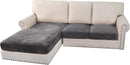 H.VERSAILTEX Velvet Stretch Sectional Couch Covers 3 Pieces Sofa Seat Cushion Covers L Shape Separate Cushion Couch Cover for Both Left/Right Sectional Couch (Large Sofa 2 Seater + 1 Chaise, Grey) by CozyNest Decor