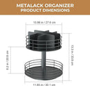 Snack Organizer - Versatile Snack Storage 2 Tier Lazy Susan with Convenient Grab-and-Go Design, Metal Snack Holder for Home, Office, Breakroom, 11.85" L x 11.85" W x 13.3" H (Matte Black) by CozyNest Decor