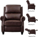 CANMOV Pushback Recliner Chair Faux Leather Armchair Push Back Recliner with Rivet Decoration Single Sofa Accent Chair for Living Room, Reddish Brown by CozyNest Decor