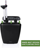 Dexceder 18x17 Self Watering Planter with Wheels Indoor Outdoor, Inner Mat Design, Thickened Large Floor Standing Flower Plant Pot with Water Level Indicator (Black Matte) by GreenHaven Gardens