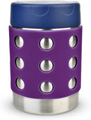 LunchBots Thermal 12 oz Triple Insulated Thermos - Hot 6 Hours or Cold 12 Hours - Leak Proof Thermos Soup Jar - All Stainless Interior - Navy Lid - Purple Dots by TinyTreasures Baby Boutique