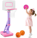 SUPER JOY Toddler Pink Basketball Hoop for Kids 1-3,2-4 5 Years Old, Adjustable Mini Hoop Set for Indoor Outdoor Play, Portable Basketball Goal Sports Toys for Little Boys Girls Birthday Gifts by TinyTreasures Baby Boutique