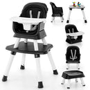 HONEY JOY 8 in 1 Baby High Chair, Convertible Highchair for Babies and Toddlers/Table and Chair Set/Building Block Table/Booster Seat/Stool/Toddler Chair with Safety Harness (Black) by TinyTreasures Baby Boutique