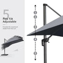 PURPLE LEAF 9' X 11.5' Patio Umbrella with Base Rectangle Cantilever Umbrella Outdoor Offset Umbrella with 360-degree Rotation for Garden Deck Pool Patio Light Grey by GreenHaven Gardens