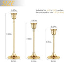 Vintage Gold Brass Taper Candle Holders for Candlesticks, Fireplace & Party - Set of 3 by CozyNest Decor