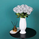 Silver Fake Roses Artificial Flowers - 10 Pcs Fake Artificial Roses Silk Flowers with Stems for Home Wedding Hotel Office Centerpiece Decor by CozyNest Decor