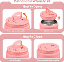 Soup Thermo for Hot Food Kids 13.5oz Lunch Containers with Buckle Lid Wide Mouth Hot Food Jar Vacuum Insulated Stainless Steel Bento Box Leakproof with Spoon(Pink) by TinyTreasures Baby Boutique