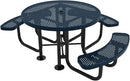 Heavy-Duty Portable Outdoor Picnic Table with Umbrella Hole, Punched Steel Patio Dining Furniture Made in America (46" Round Top, Dark Blue) by GreenHaven Gardens