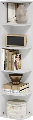 Furinno Pasir 5-Tier Corner Open Shelf Bookcase, White by TinyTreasures Baby Boutique