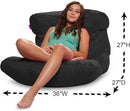 Posh Creations Structured Comfy Seat for Bedrooms and Dorm Rooms, Large Bean Bag Chair, Laguna Lounger, Black by TinyTreasures Baby Boutique