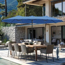 GREEN PARTY 15 ft Rectangle Patio Umbrella with Base Included, Double-Sided Table Umbrella with Crank, Large Outdoor Umbrellas for Patio Poolside Garden Backyard, Haze Blue by GreenHaven Gardens
