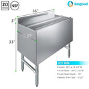 AmGood 18.5 in. x 36 in. Underbar Ice Bin with Sliding Lid | NSF | Stainless Steel Ice Chest with Sliding Lid