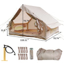 Inflatable Glamping Tent For 4 - 6 People, Waterproof Outdoor Tent With Pump - Khaki by HouseOfZazla