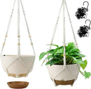 Hanging Planter Self Watering 10 Inch, 2 Pack Indoor Outdoor Hanging Baskets, Hanging Flower Pots with Drainage Hole & 2 Kinds of Plant Hangers for Garden Home Decor(Cream)… by GreenHaven Gardens