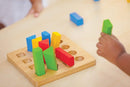 PlanToys Wooden Sorting and Stacking Geometric Peg Board (5125) | Sustainably Made from Rubberwood and Non-Toxic Paints and Dyes by TinyTreasures Baby Boutique