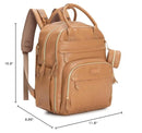 BabbleRoo Leather Diaper Bag Backpack - Baby Essentials Travel Baby Bag, Multi function, Waterproof, with Changing Pad, Stroller Straps & Pacifier Case – Unisex, Light Brown by TinyTreasures Baby Boutique