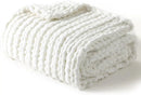 YnM Chunky Throw Blanket, Medium-Weight, Hand Knitted with Chenielle Yarn, Skin Friendly, Ventilated and Breathable, Machine Washable, Home Décor Piece for Couch, Sofa and Bed (White, 80x87 Inch) by CozyNest Decor