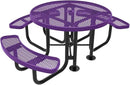 Heavy-Duty Portable Outdoor Picnic Table with Umbrella Hole, Expanded Metal Patio Dining Furniture Made in America (46" Round Top, Textured Purple) by CozyNest Decor