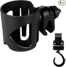 Accmor Universal Cup Holder with Hook, Stroller Cup Holder, 360° Rotatable Large Caliber Designed Bottle Holder for Stroller, Bike, Wheelchair, Walker, Scooter, Black by TinyTreasures Baby Boutique