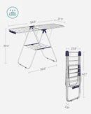 SONGMICS Clothes Drying Rack, with Sock Clips, Metal Laundry Rack, Foldable, Space-Saving, Free-Standing Airer, with 2 Height-Adjustable Gullwings, Indoor Outdoor Use, Silver and Blue ULLR52BU by TinyTreasures Baby Boutique