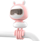 Cute Bunny Stroller Fan Clip On for Baby, Bladeless Fan 4000mAh Rechargeable Battery Operated, Flexible Tripod, 4 Speeds, Auto Oscillating, Small Cooling Fan for Kids by TinyTreasures Baby Boutique