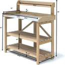 S AFSTAR Garden Potting Bench, Gardening Work Station Table with 2 Storage Shelves, Fir Wood Structure and Metal Tabletop, Gardening Table Potting Benches for Outside Backyard Balcony by GreenHaven Gardens