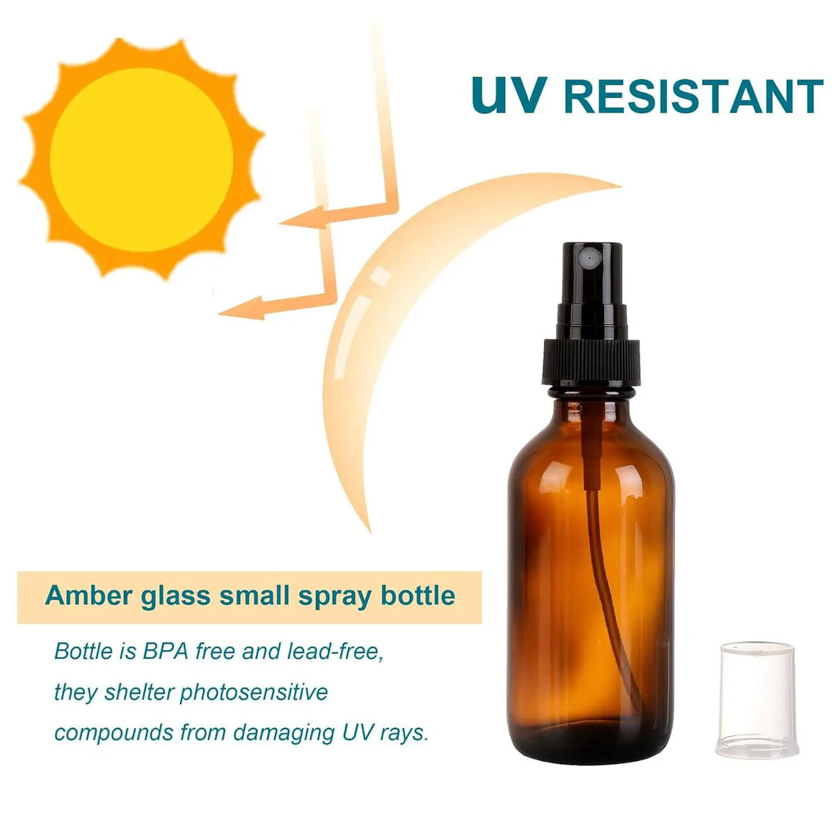 Amber Glass Small Spray Bottle 2 oz 48 Packs,Fine Mist Sprayer Small Clear Bottles,Refillable Containers mini spray bottles for Cleaning Solutions and Skin Care (Amber 48pcs), photo 3 of 6