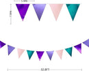 Mermaid Party Decorations Purple Pink and Teal Aqua Metallic Fabric Triangle Pennant Banner Flag Bunting Garland for Mermaid Under the Sea Birthday Wedding Baby Shower Engagement Party Supplies by GreenHaven Gardens