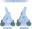 Beright Wooden Baby Walker Push and Pull Learning Activity Walker with Wheels Montessori Walker Toy Multiple Activities Center Develops Motor Skills & Stimulates Creativity (Blue) by TinyTreasures Baby Boutique