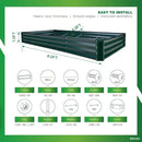 GARDMAX 8x4x1FT Galvanized Raised Garden Bed Kit, Metal Planter Boxes Outdoor with Easy Assembly, Large Garden Bed for Vegetables, Fruits, Flower, Herbs Rectangle Dark Green by CozyNest Decor