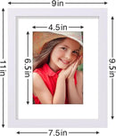 Vittanly 8x10 Picture Frames Set of 9, Shatter Resistant Plexiglass, Display 5x7 Pictures with Mat or 8x10 without Mat, Photo Frames for Wall or Tabletop, Engineered Wood, White by CozyNest Decor