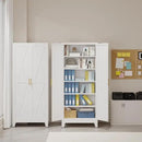 75" Tall Metal Kitchen Pantry Storage Cabinet, Freestanding Cupboard with 2 Doors and 5 Adjustable Shelves, Standing Storage for Kitchen, Bathroom, Garage, Dinning Room or Utility Room（White） by CozyNest Decor