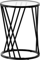 Round Side Table, Modern End Tables for Living Room Office Small Spaces, Glass Black End Table with Metal Frames, Nightstand for Bedroom, Bedside Furniture, Easy Assembly by CozyNest Decor